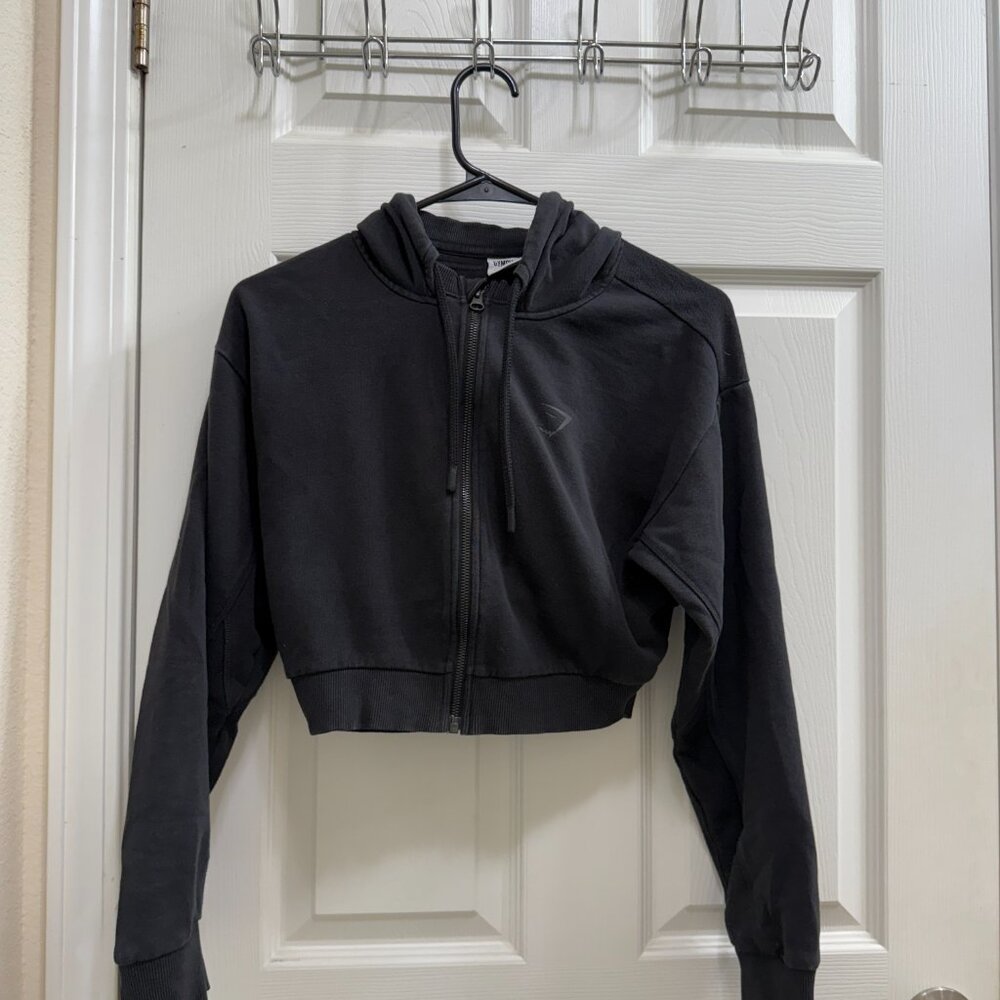 Gymshark Black Crop Zip Up Hoodie